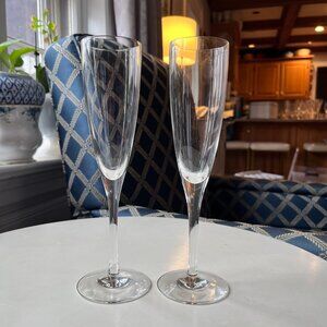 2 Tiffany & Co Crystal Champagne Flutes Glasses